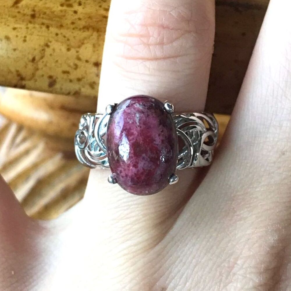 Norwegian Thulite Sterling Silver Ring Size 7